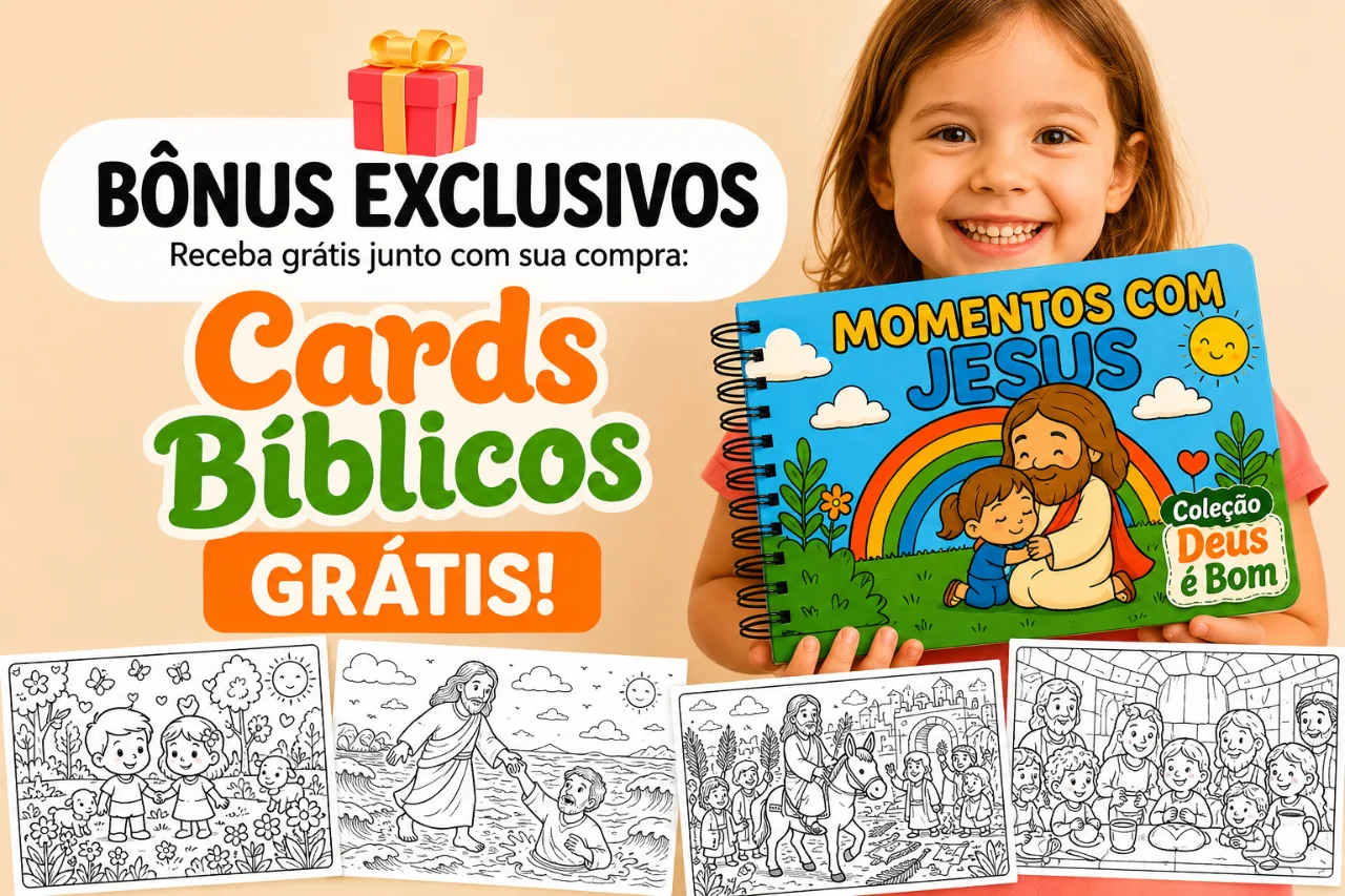 Bônus de cards bíblicos infantis incluídos na oferta
